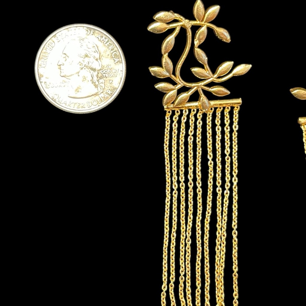 SHASHI Geranium Floral Gold-tone Plated Dangling Chain Post Earring - Picture 5 of 15